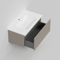 Тумба с раковиной La Fenice Terra 80 подвесная, cappuccino, раковина Slim Line 80 см