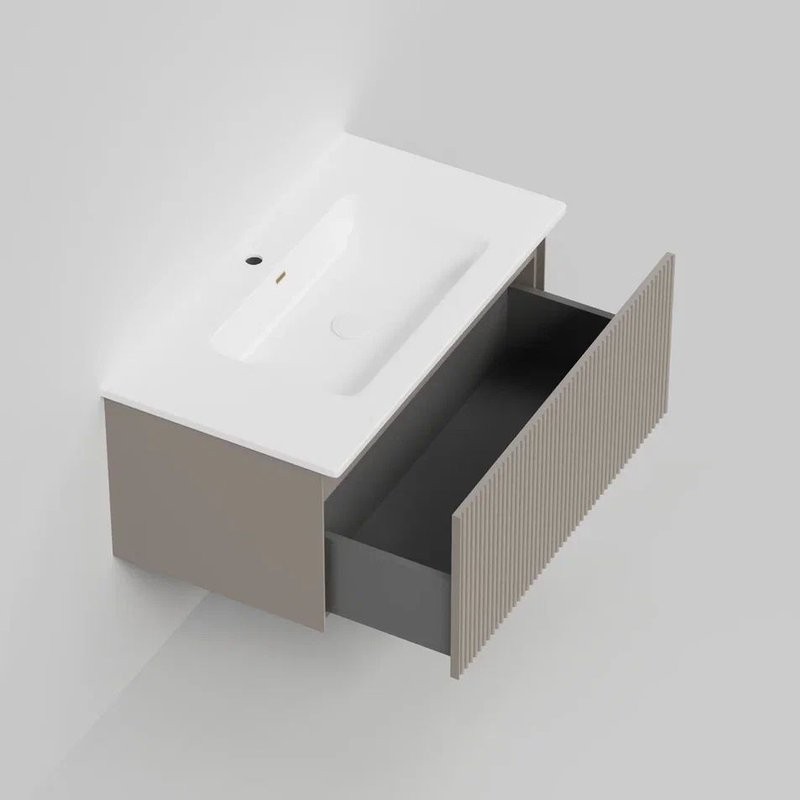Тумба с раковиной La Fenice Terra 80 подвесная, cappuccino, раковина Slim Line 80 см
