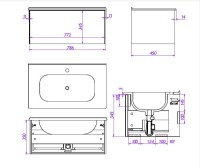 Тумба с раковиной La Fenice Terra 80 подвесная, cappuccino, раковина Slim Line 80 см
