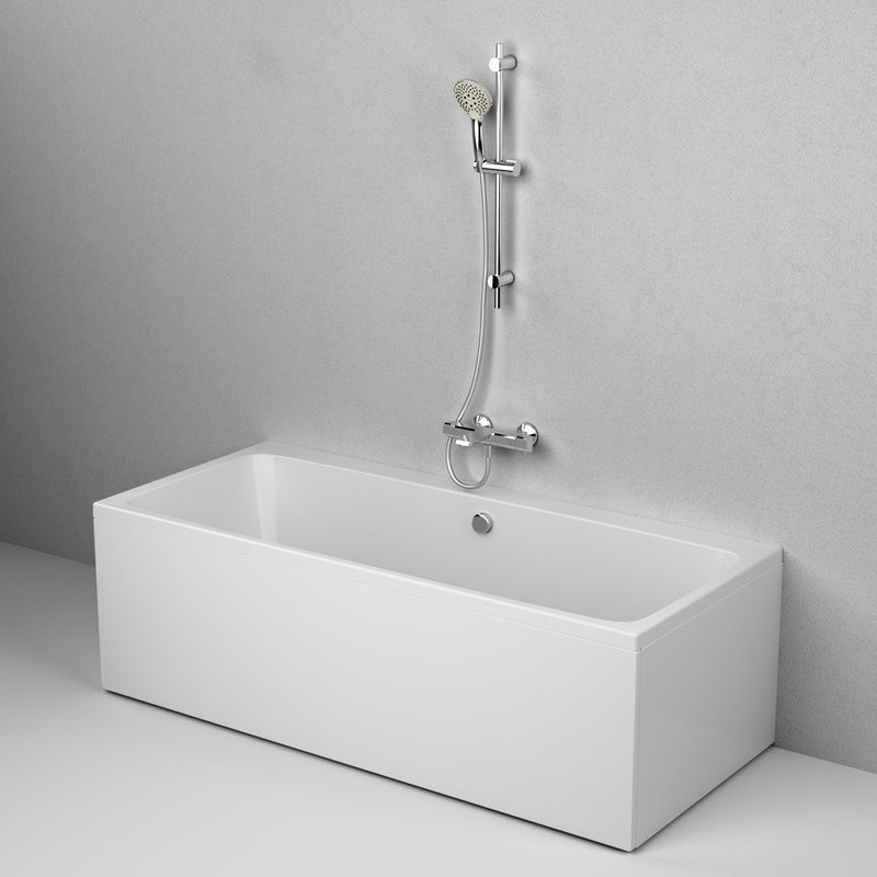 Акриловая ванна AM.PM Func 170x75 см, пристенная, белая, с каркасом