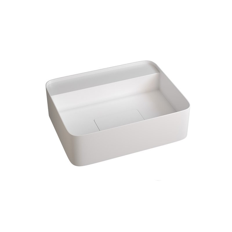 Раковина подвесная Abber Stein AS2626 50 матовая белая, прямоугольная, искусственный камень