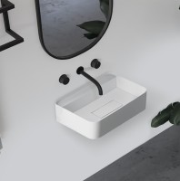 Раковина подвесная Abber Stein AS2626 50 матовая белая, прямоугольная, искусственный камень