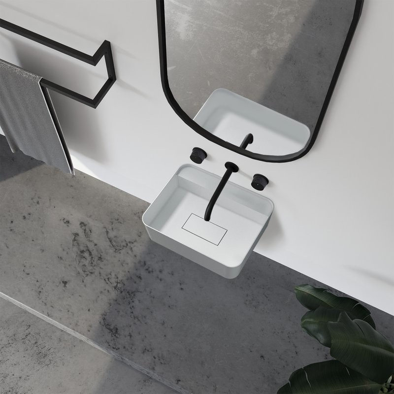 Раковина подвесная Abber Stein AS2626 50 матовая белая, прямоугольная, искусственный камень