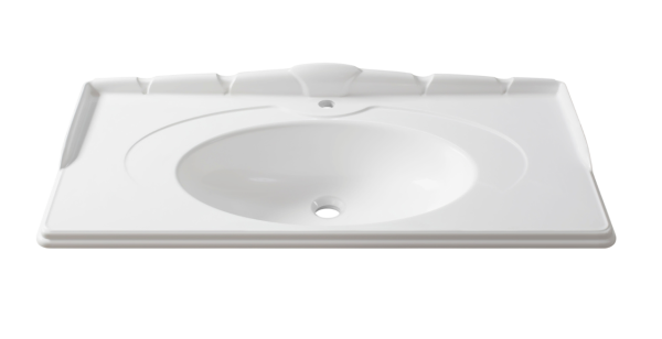 Мебельная раковина Belux Клевер 111 накладная, глянцевая белая, прямоугольная, искусственный мрамор