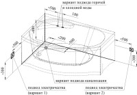 Акриловая ванна Radomir Vannesa Massage Монти классик, L 150x105 см, угловая, левая, пристенная, с гидромассажем, белая, асимметричная, с каркасом, с экраном, со сливом-переливом