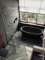 Душевая перегородка Maybahglass MGD-737-5у 89 см, профиль хром матовый, стекло сатин