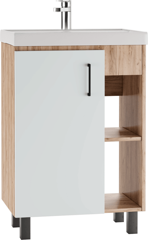 Тумба с раковиной Домино Craft 60 дуб вотан, белая