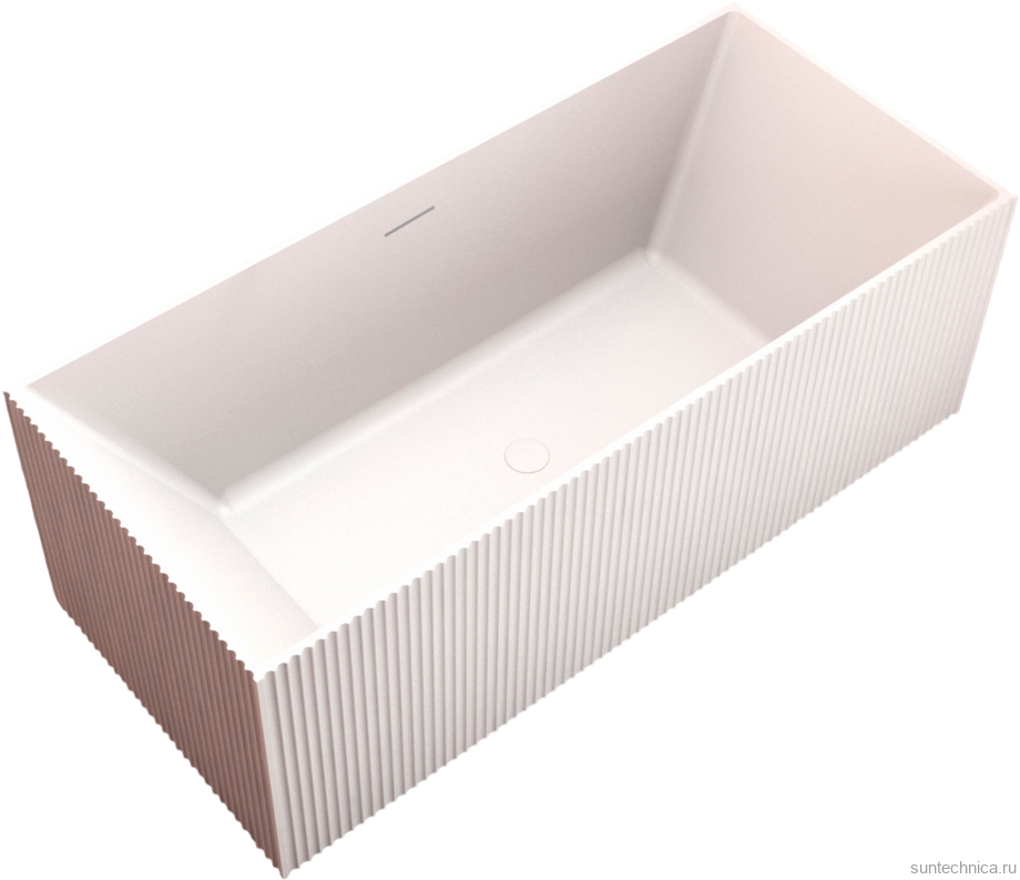 Ванна из искусственного камня Abber Stein AS9602 170x75 см, отдельностоящая, матовая белая, на ножках, с донным клапаном, фурнитура белая