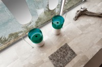 Раковина напольная Abber Kristall AT2701White-Aquamarin 45 белая, бирюзовая, круглая