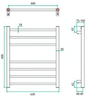 Полотенцесушитель электрический Grota Eco Classic 63x60