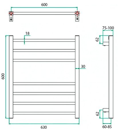 Полотенцесушитель электрический Grota Eco Classic 63x60