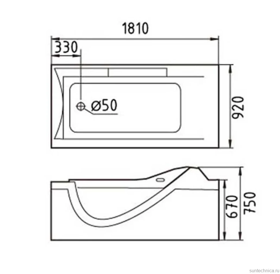 Акриловая ванна Gemy G9055 K L
