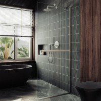 Душевая перегородка Maybahglass MGD-708-5у 109 см, профиль хром матовый, стекло прозрачное