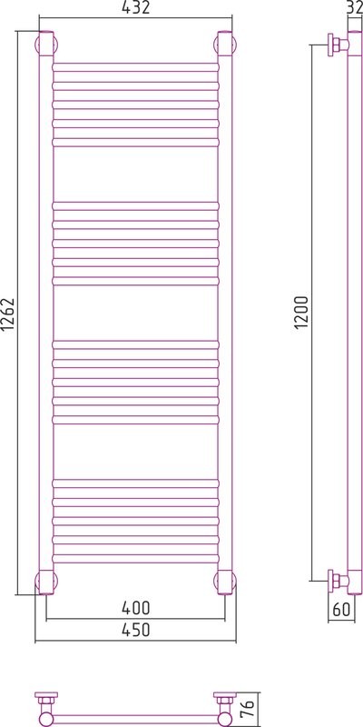 Полотенцесушитель водяной Сунержа Богема + 120x40, прямая