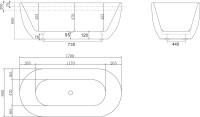 Акриловая ванна BelBagno BB70-1700-800-W/NM 170x80 см, отдельностоящая, глянцевая черная, овальная, на ножках, со сливом-переливом