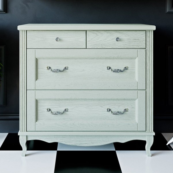 Комод ValenHouse Лиора 90 слоновая кость, фурнитура хром