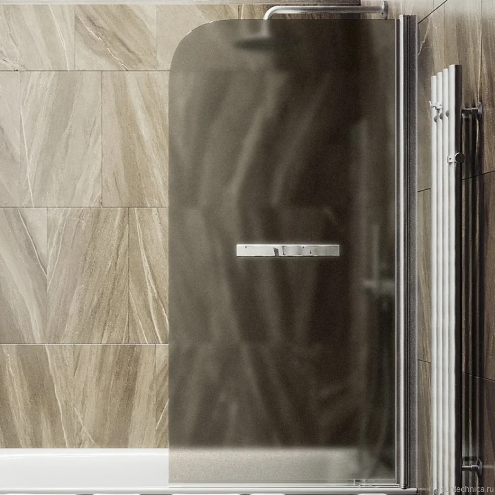 Шторка на ванну Maybahglass MGV-778-5 60x140, профиль матовый хром, стекло матовая бронза