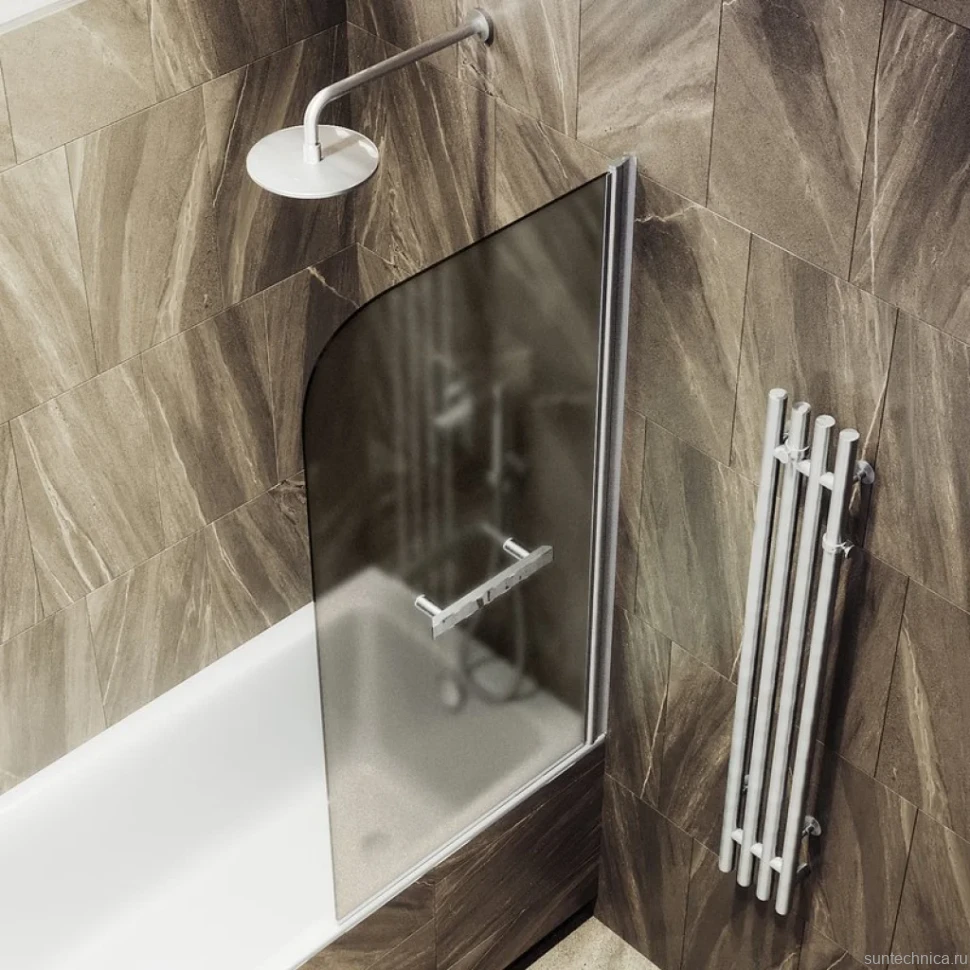 Шторка на ванну Maybahglass MGV-778-5 60x140, профиль матовый хром, стекло матовая бронза