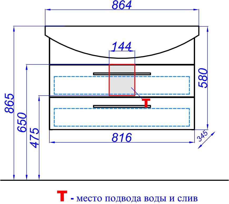 Мебель для ванной комнаты Aqwella Allegro 85 с 2 ящиками