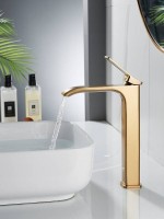 Смеситель для раковины высокий Shevanik S4011G, золотой сатин Смеситель для раковины высокий Shevanik S4011G, золотой сатин