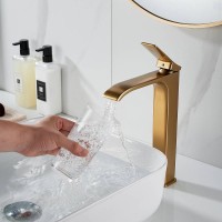 Смеситель для раковины высокий Shevanik S4011G, золотой сатин Смеситель для раковины высокий Shevanik S4011G, золотой сатин