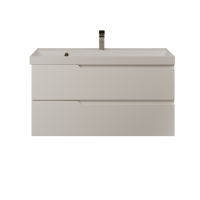 Тумба с раковиной AQUAme S3 100 подвесная, 2 ящика, белый глянец