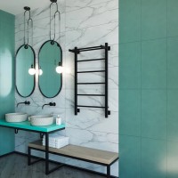 Полотенцесушитель электрический Grota App 530х1000 RAL9005 EL 100x55 см, подключение справа, слева, скрытое подключение справа, матовый черный, лесенка, из стали, с полкой