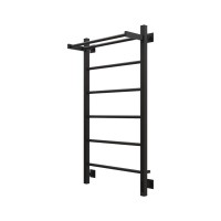 Полотенцесушитель электрический Grota App 530х1000 RAL9005 EL 100x55 см, подключение справа, слева, скрытое подключение справа, матовый черный, лесенка, из стали, с полкой