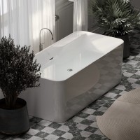 Акриловая ванна Sancos Sigma FB15 170x80 см, отдельностоящая, белая, с каркасом, со сливом-переливом