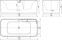 Акриловая ванна Sancos Sigma FB15 170x80 см, отдельностоящая, белая, с каркасом, со сливом-переливом