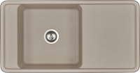 Комплект Мойка кухонная AQUATON Беллис 97 серый шелк + Смеситель Lemark Comfort LM3074C-White с гибким изливом, хром, белый