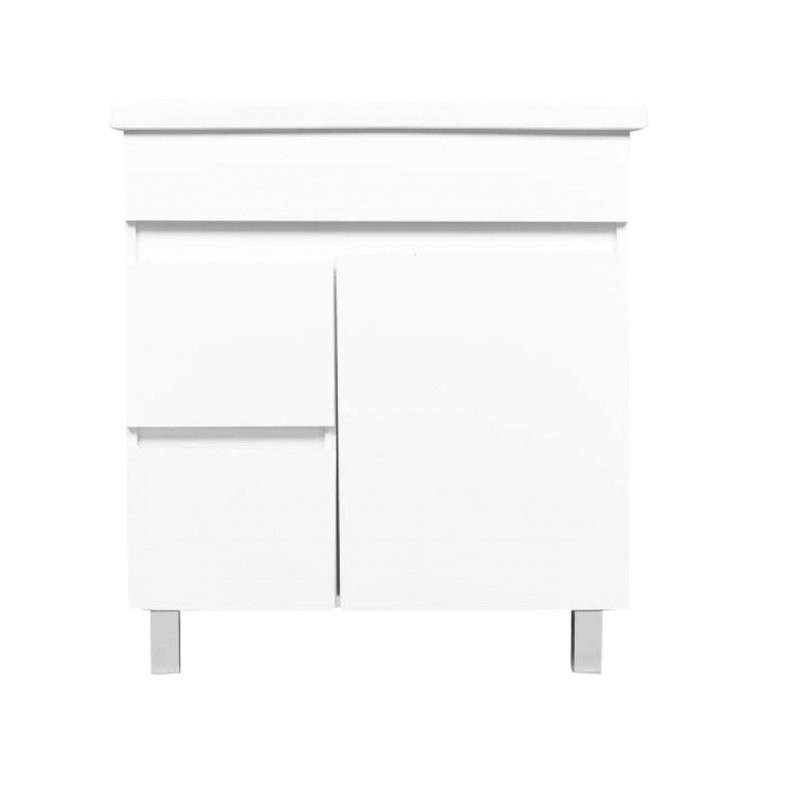 Тумба с раковиной AQUATON Лайн 70 напольная, глянцевая белая