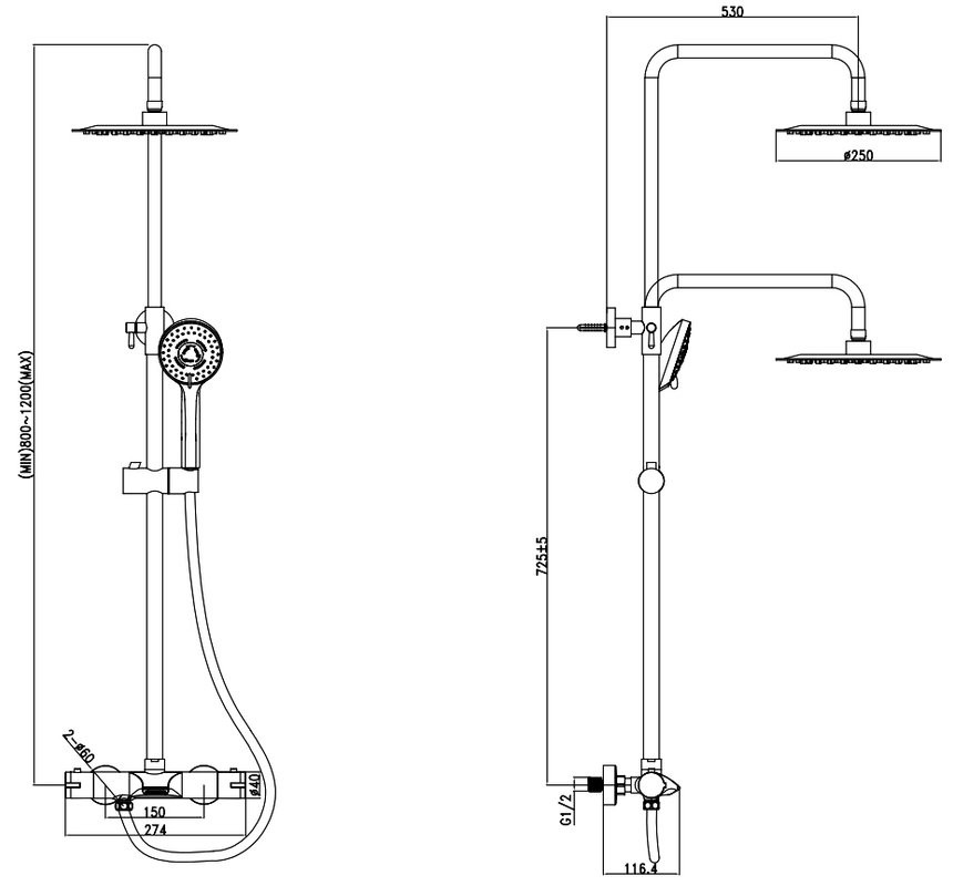 Душевая стойка SantiLine SL-9006 хром