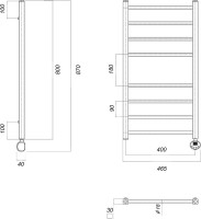 Полотенцесушитель электрический Domoterm Куба П8 40x80 ER, хром, R