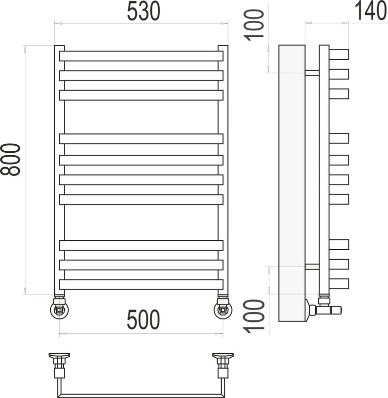 Полотенцесушитель водяной Terminus Рид П10 500х800