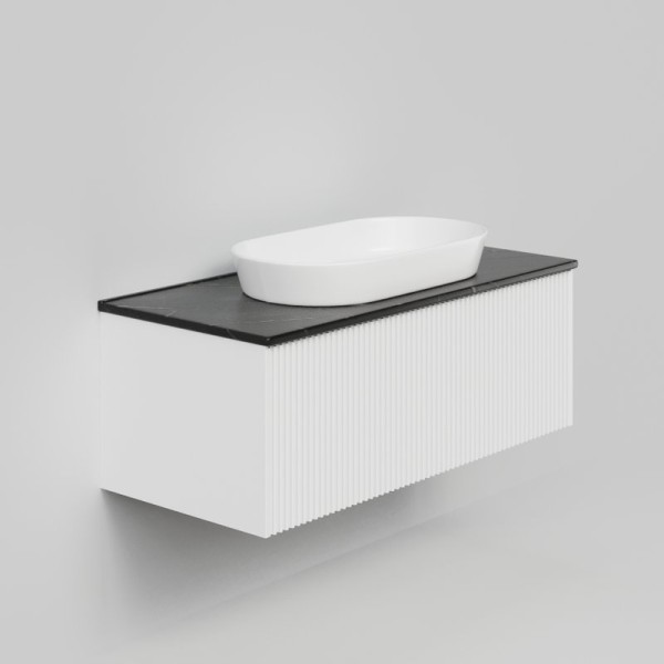 Тумба с раковиной La Fenice Terra 100 подвесная, bianca, столешница черный мрамор, раковина белая матовая