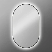 Зеркало Art&Max Torino AM-Tor-500-900-DS-F-Nero 50х90, черное, с LED-подсветкой, 6000k