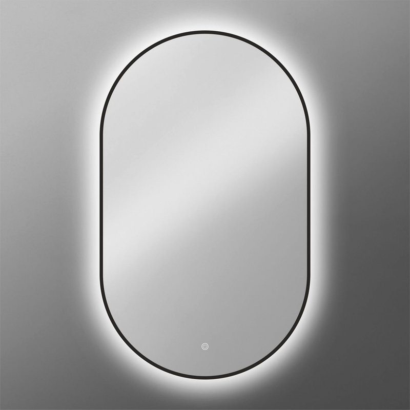 Зеркало Art&Max Torino AM-Tor-500-900-DS-F-Nero 50х90, черное, с LED-подсветкой, 6000k