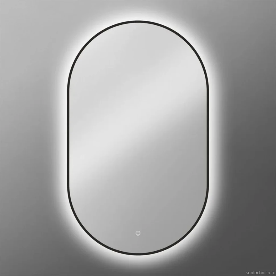 Зеркало Art&Max Torino AM-Tor-500-900-DS-F-Nero 50х90, черное, с LED-подсветкой, 6000k