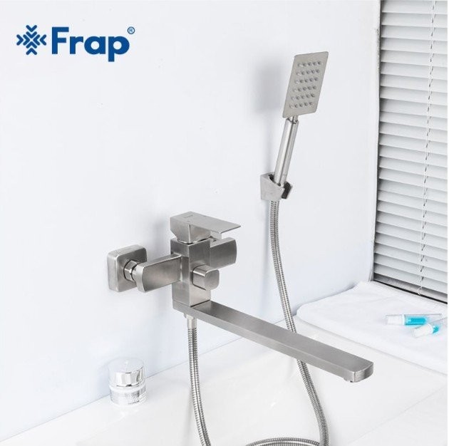 Смеситель с длинным изливом для ванны Frap H802 F22802 сатин