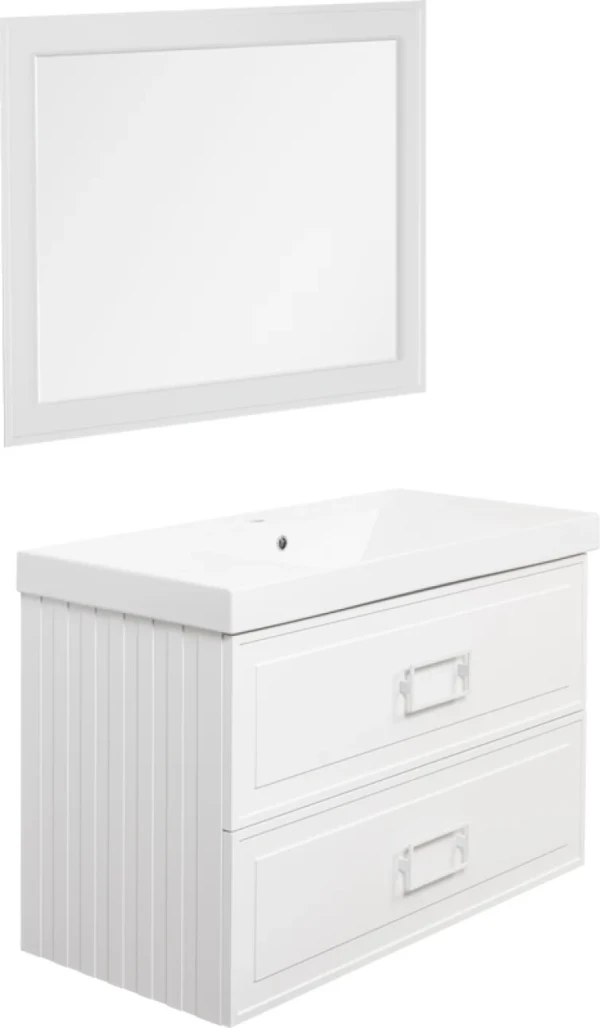 Мебель для ванной комнаты La Fenice Cubo Twin 100 белая, ручки белые