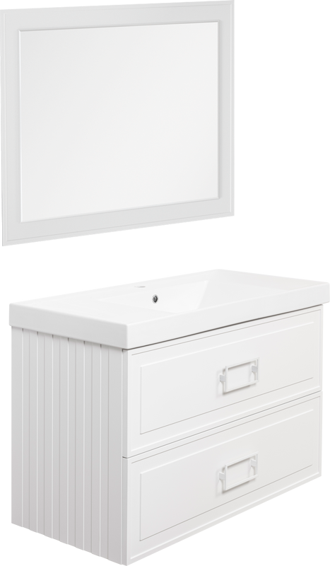 Мебель для ванной комнаты La Fenice Cubo Twin 100 белая, ручки белые