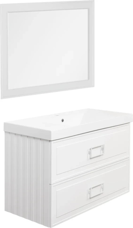 Мебель для ванной комнаты La Fenice Cubo Twin 100 белая, ручки белые