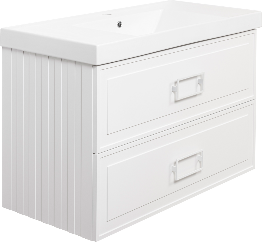 Мебель для ванной комнаты La Fenice Cubo Twin 100 белая, ручки белые
