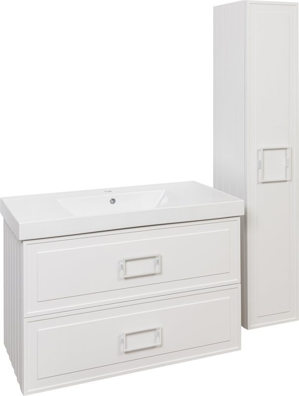 Мебель для ванной комнаты La Fenice Cubo Twin 100 белая, ручки белые