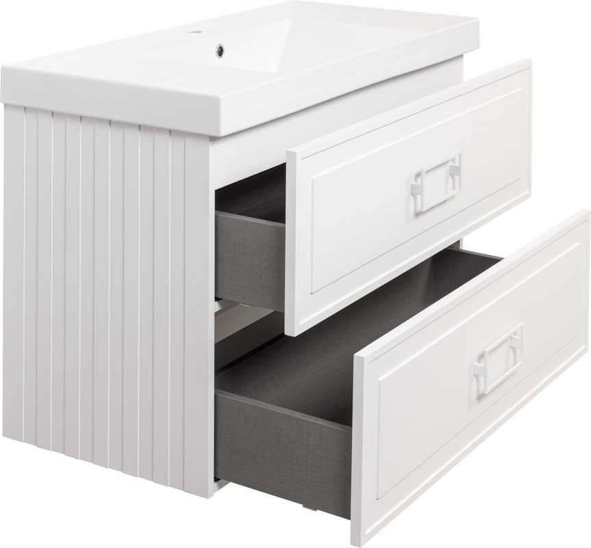 Мебель для ванной комнаты La Fenice Cubo Twin 100 белая, ручки белые