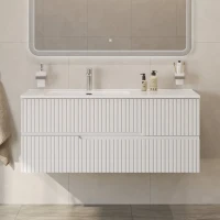 Тумба с раковиной Cezares Duet 120 L bianco lucido, раковина белая CZR-8095-120-L