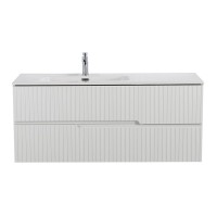 Тумба с раковиной Cezares Duet 120 L bianco lucido, раковина белая CZR-8095-120-L