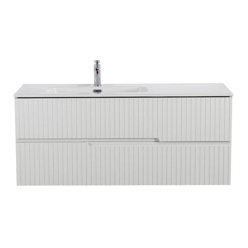 Тумба с раковиной Cezares Duet 120 L bianco lucido, раковина белая CZR-8095-120-L