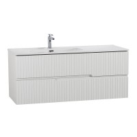 Тумба с раковиной Cezares Duet 120 L bianco lucido, раковина белая CZR-8095-120-L
